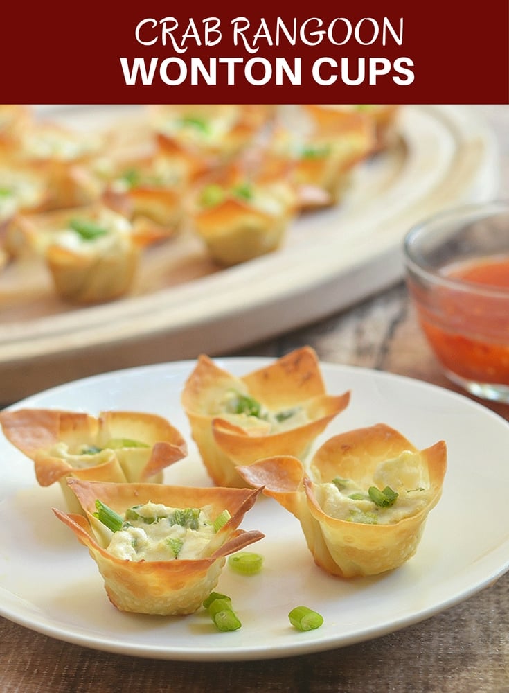 Crab Rangoon Wonton Cups with all the flavors of your favorite Chinese appetizer but baked for less guilt snacking. Crispy, creamy and tasty, they're a guaranteed party hit!