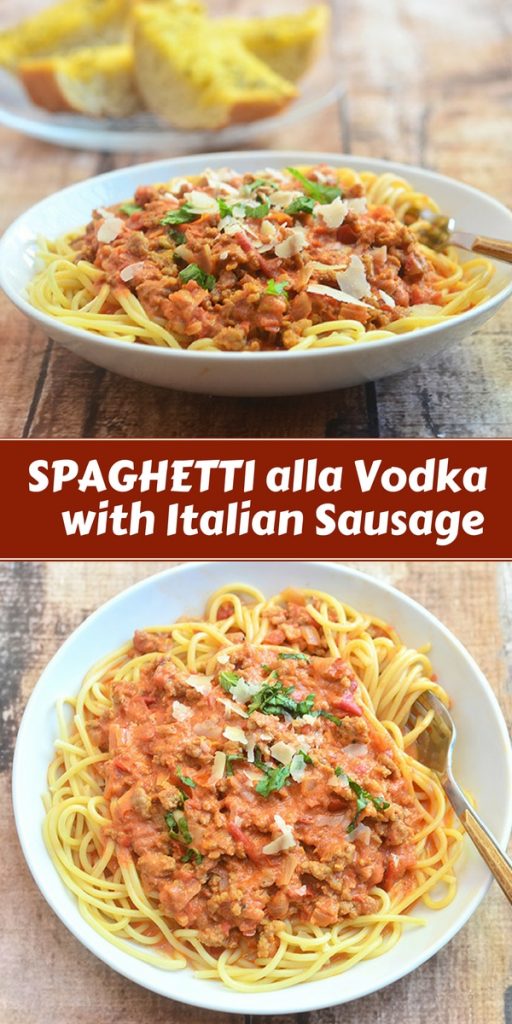 Spaghetti with Italian Sausage and Vodka Sauce Onion Rings & Things