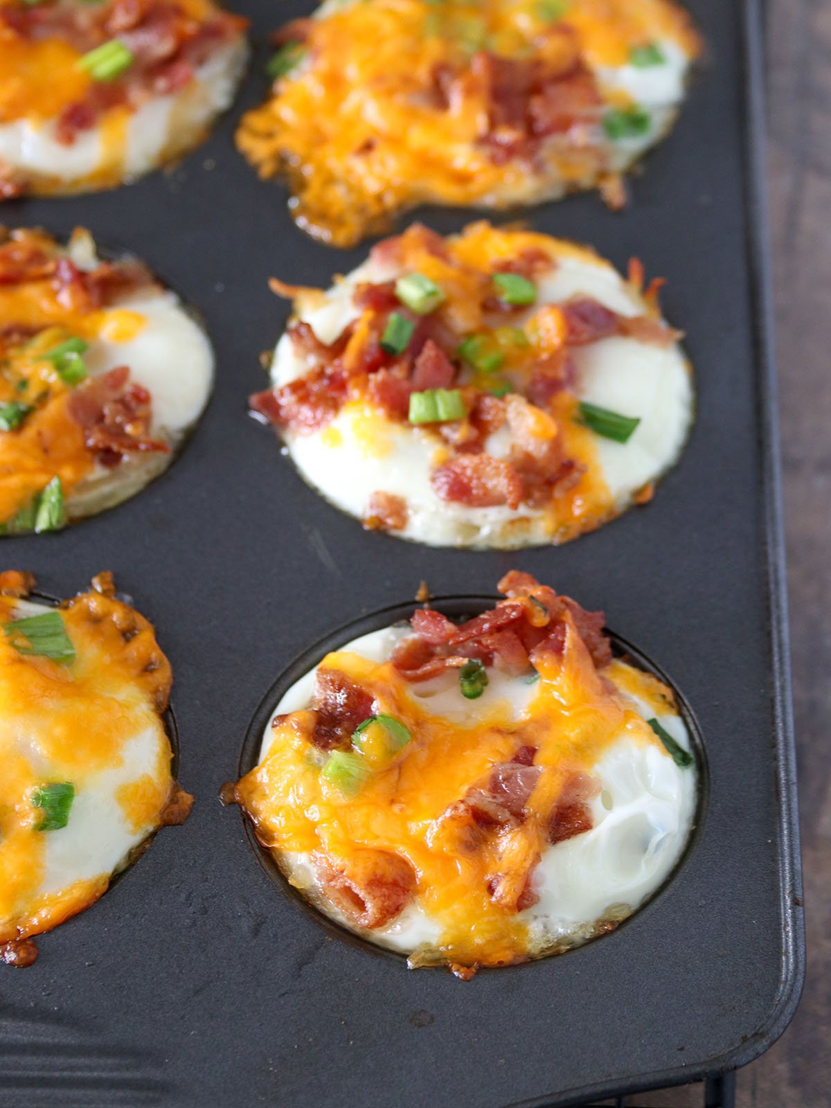 baked Eggs in a Nest in a muffin tin