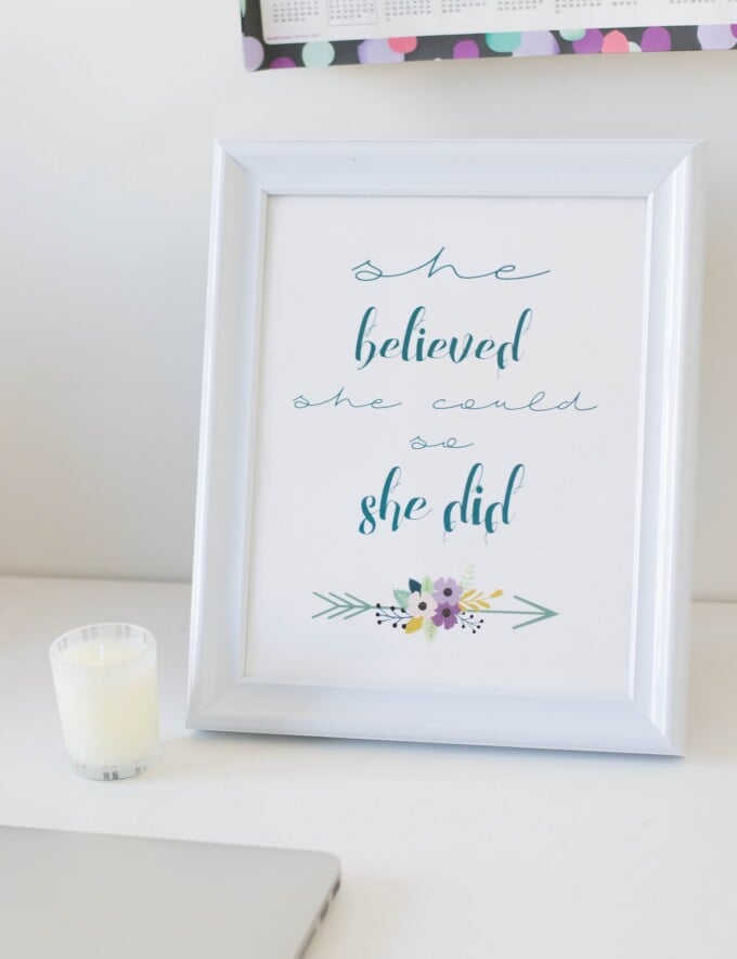 she believed she could printable in a white frame