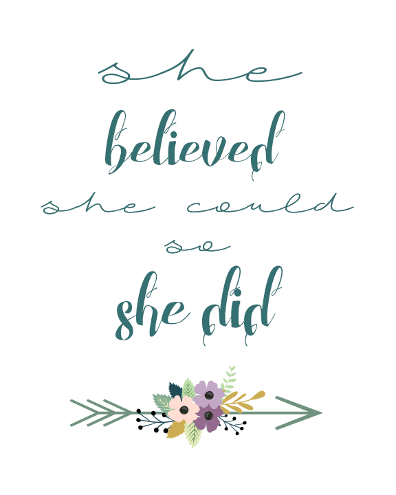 FREE SHE BELIEVED Inspirational Wall Art Printables with gorgeous designs makes a beautiful addition to your home decor. Hang in picture frames to easily liven your walls!