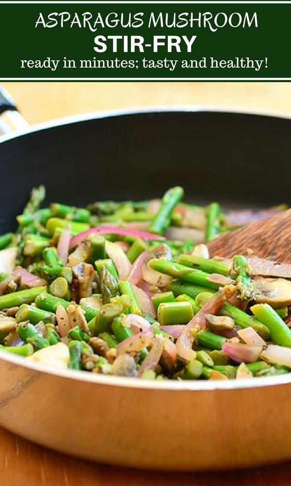 Asparagus, mushrooms, and red onions sauteed in butter