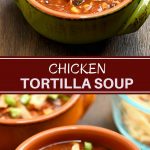 Easy chicken tortilla soup recipe loaded with all the good stuff. With moist chicken, black beans, corn, and crisp tortilla strips, it's hearty and delicious!