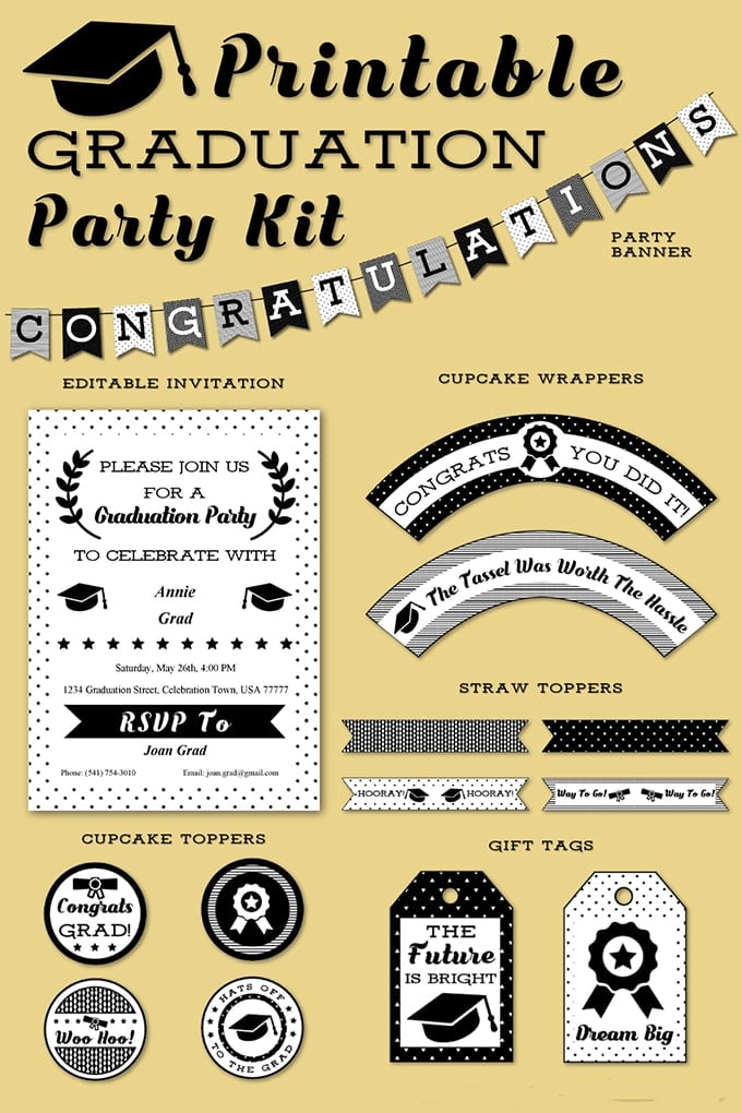 FREE Graduation Party Kit Printables Onion Rings & Things