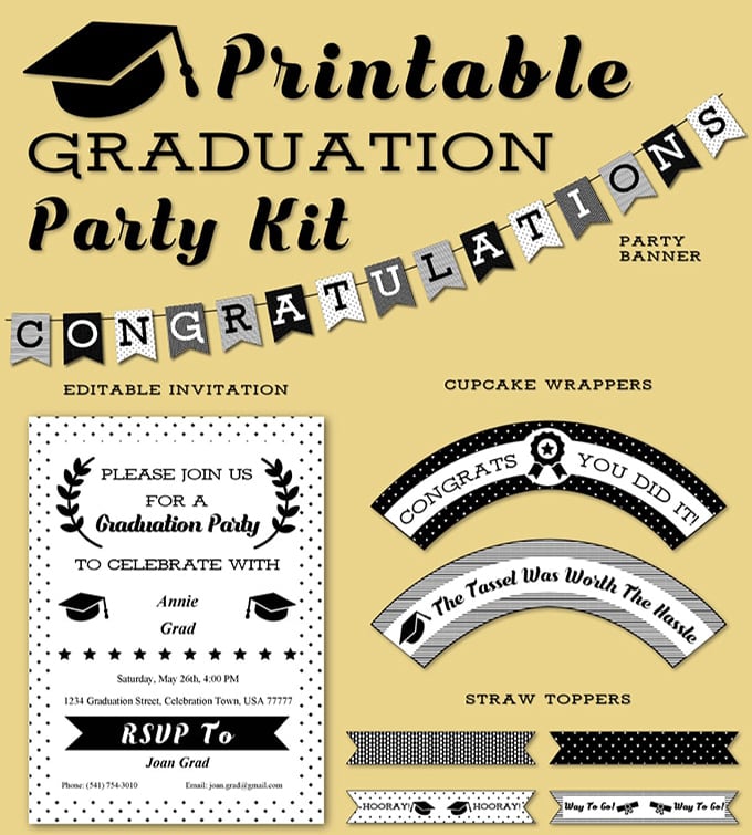 FREE Graduation Party Kit Printables Onion Rings & Things