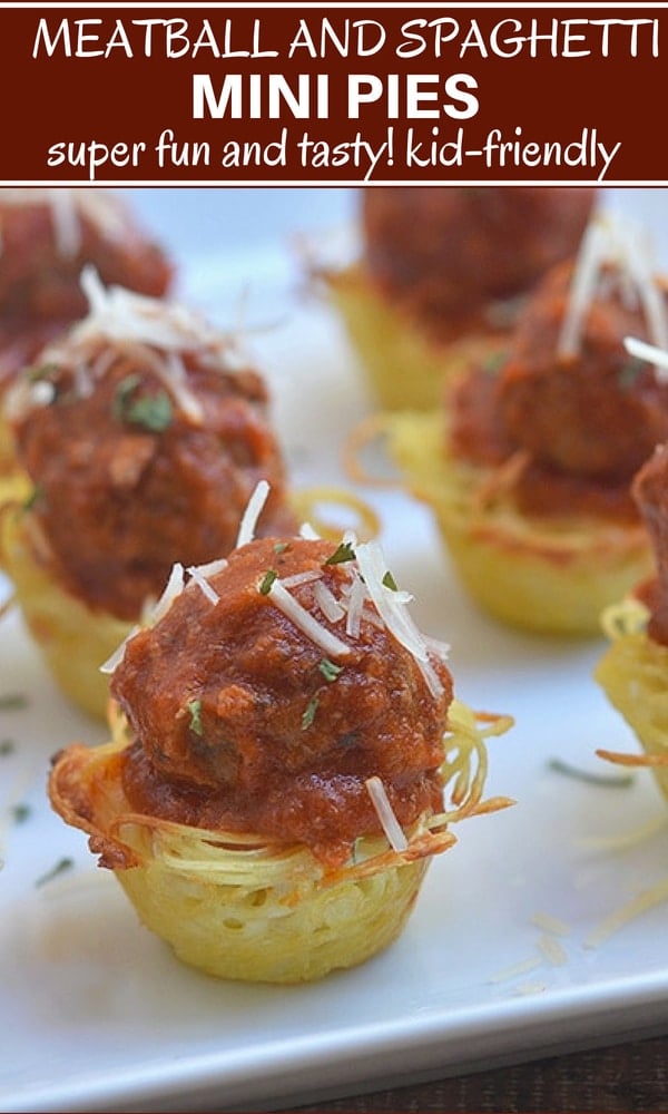 Spaghetti Muffins with meatball and marinara sauce