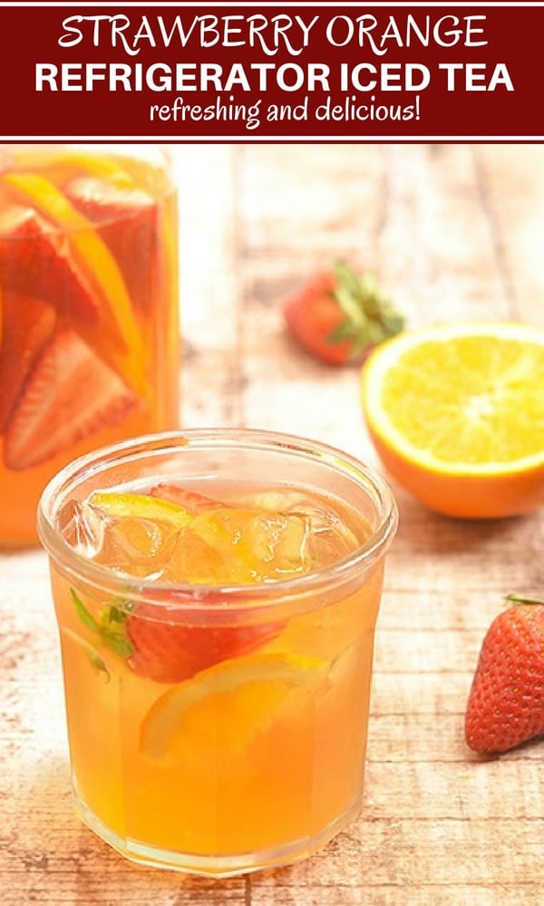 Cold Brew Iced Tea with oranges and strawberries