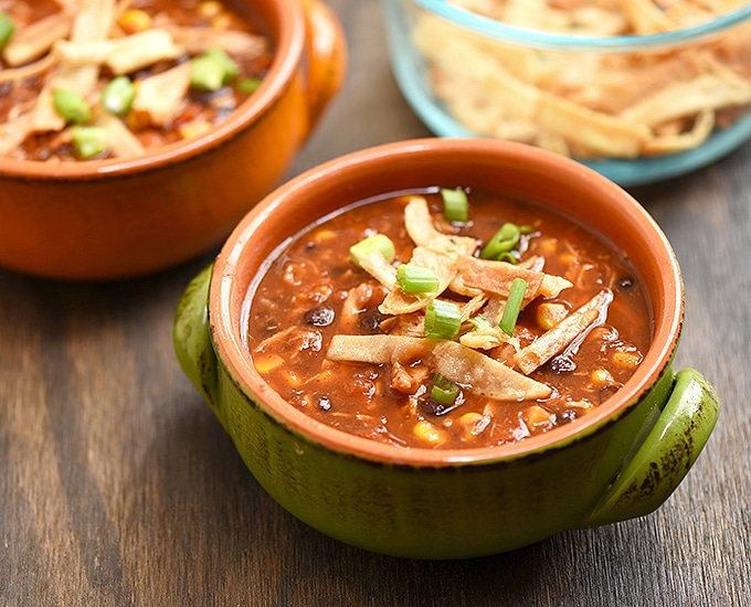 Black Bean and Chicken Tortilla Soup Recipe | Onion Rings & Things