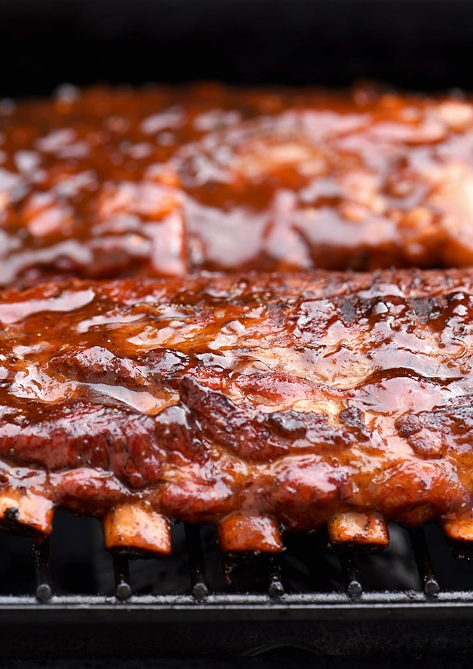 Grilled Cola BBQ Baby Back Ribs on the grill