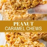 peanut caramel chews on a plate