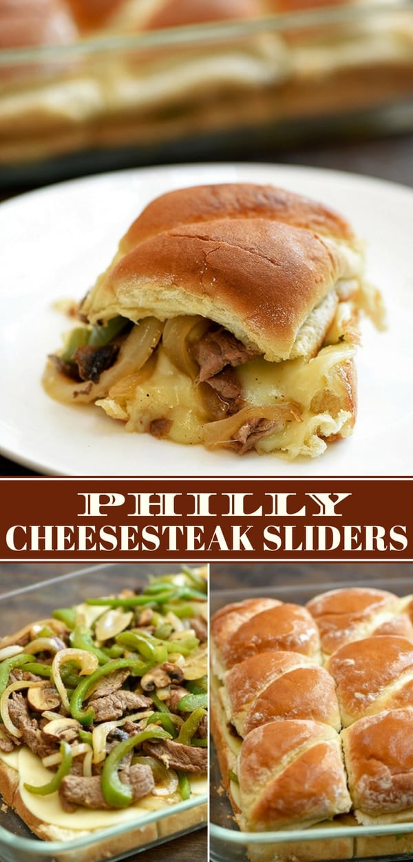 Philly Cheesesteak Sliders on white plate