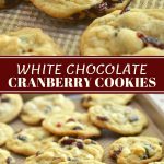White Chocolate Cranberry Cookies on a baking sheet