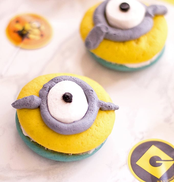 Minion Whoopie Pies on a white board