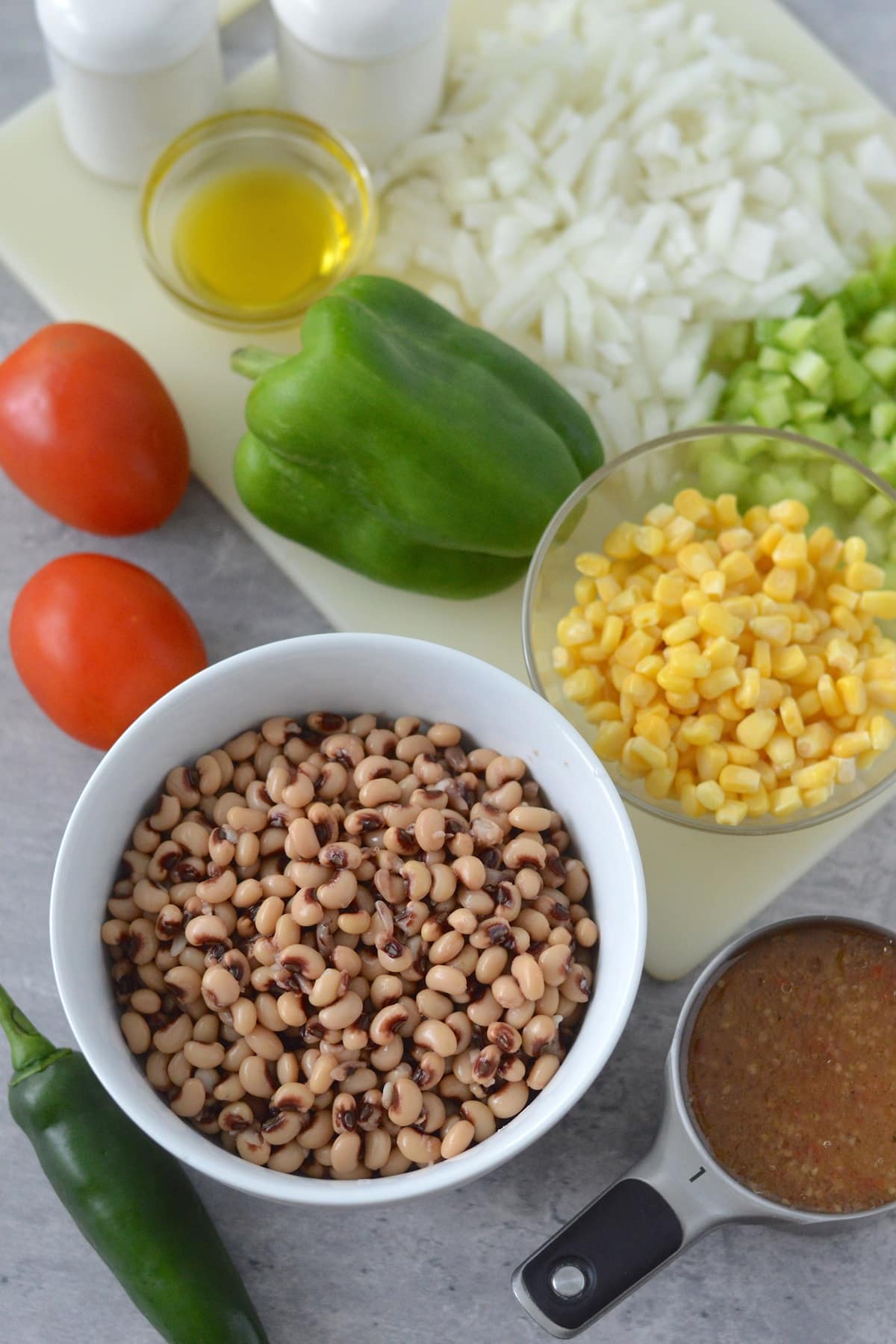 ingredients for Texas Caviar Dip.