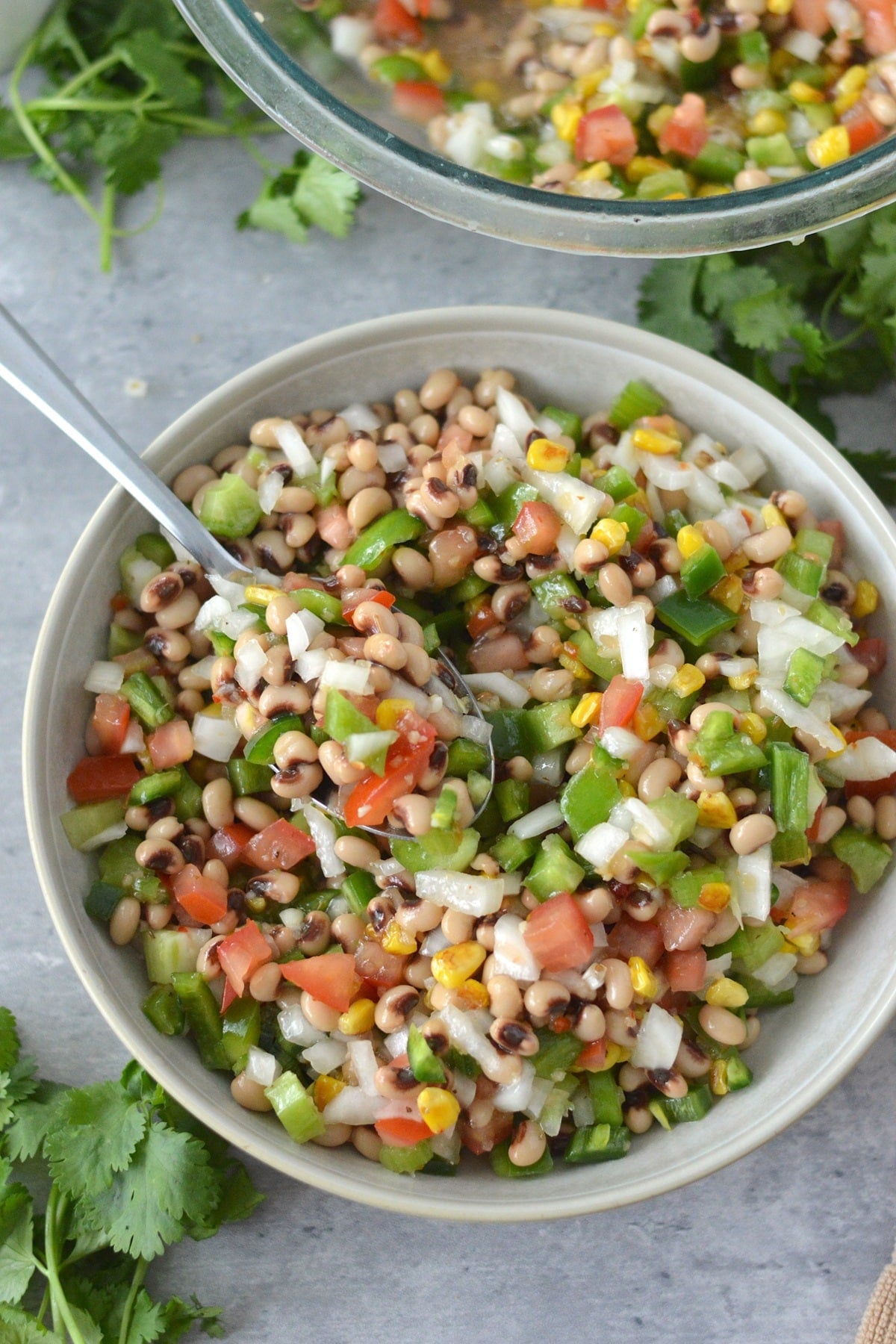 Texas Caviar Dip in a white serving bowl.