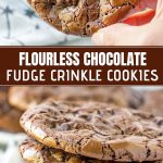 Flourless Chocolate Fudge Crinkle Cookies on a plate