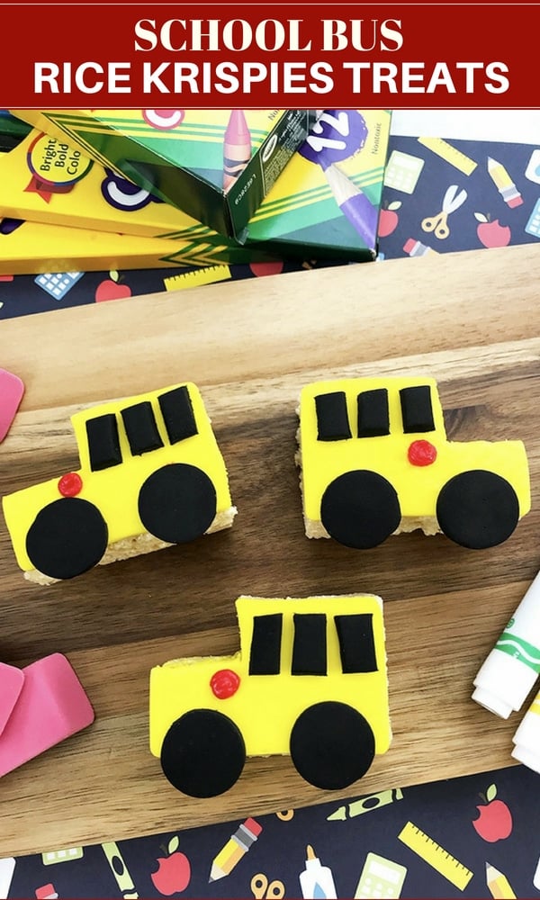 Back-to-school Rice Krispies treats with school bus design