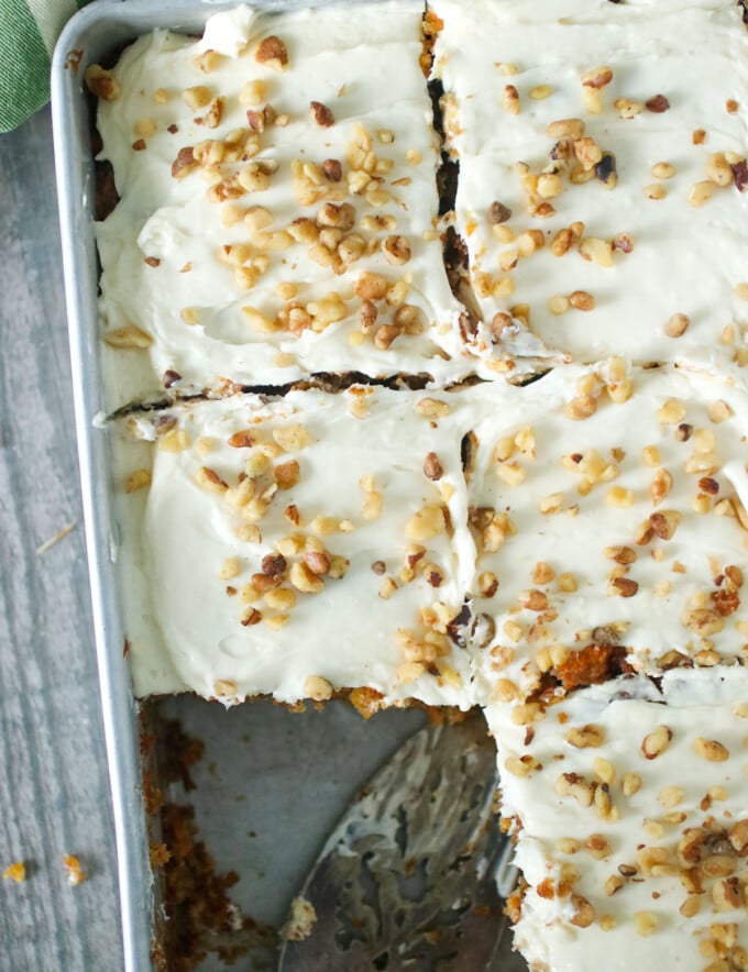 sliced sheet pan carrot cake