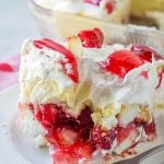 cherry trifle dessert on a serving plate