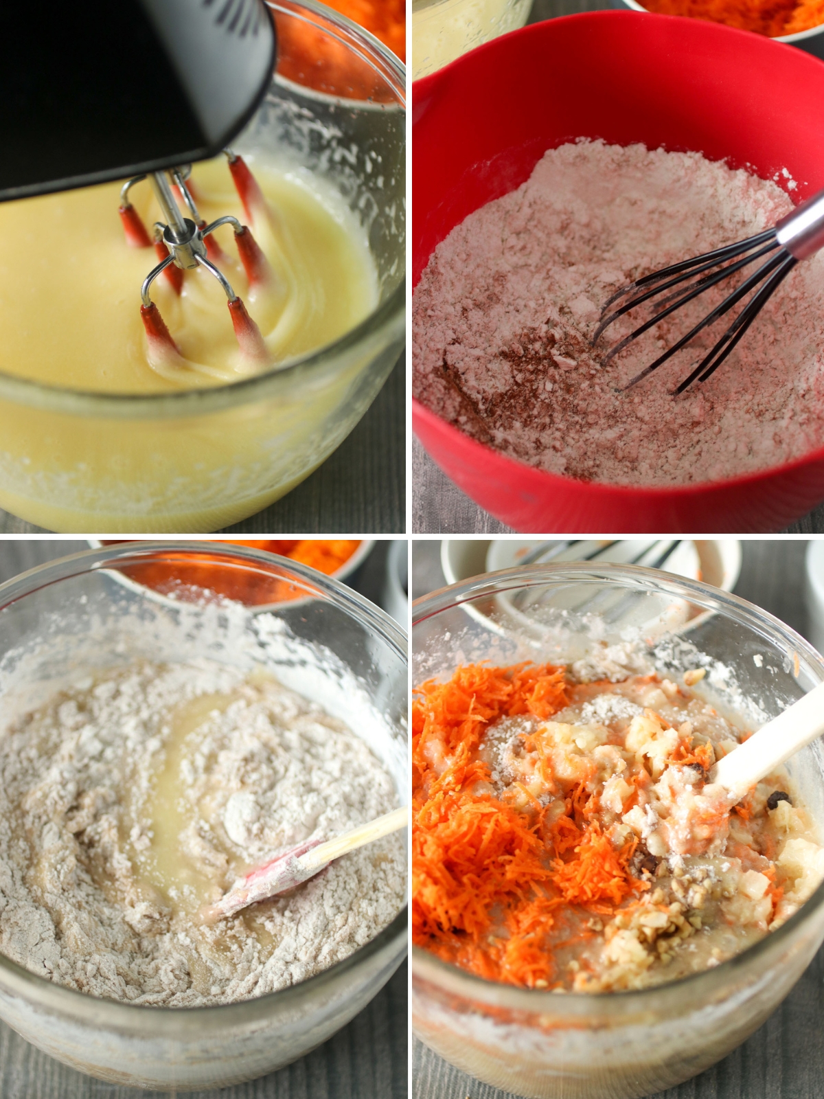 making sheet pan carrot cake batter