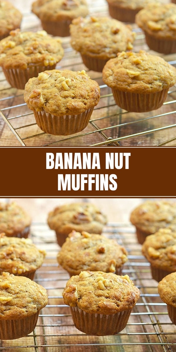 Banana Nut Muffins on a wire rack