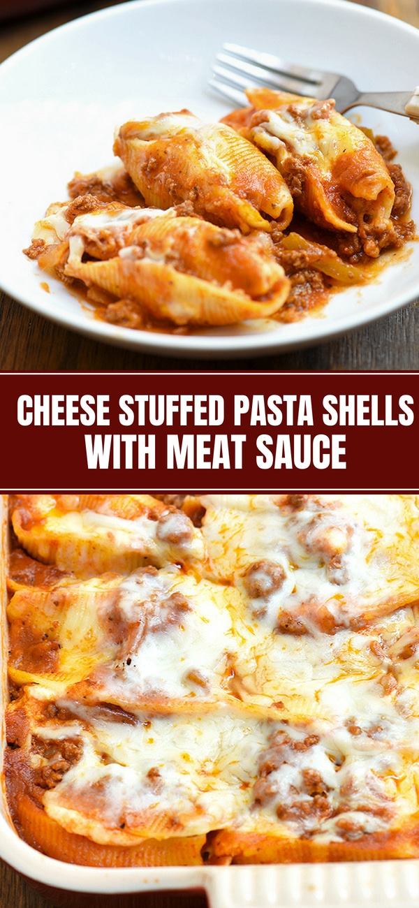 Stuffed Pasta Shells with Ricotta filling and meat sauce