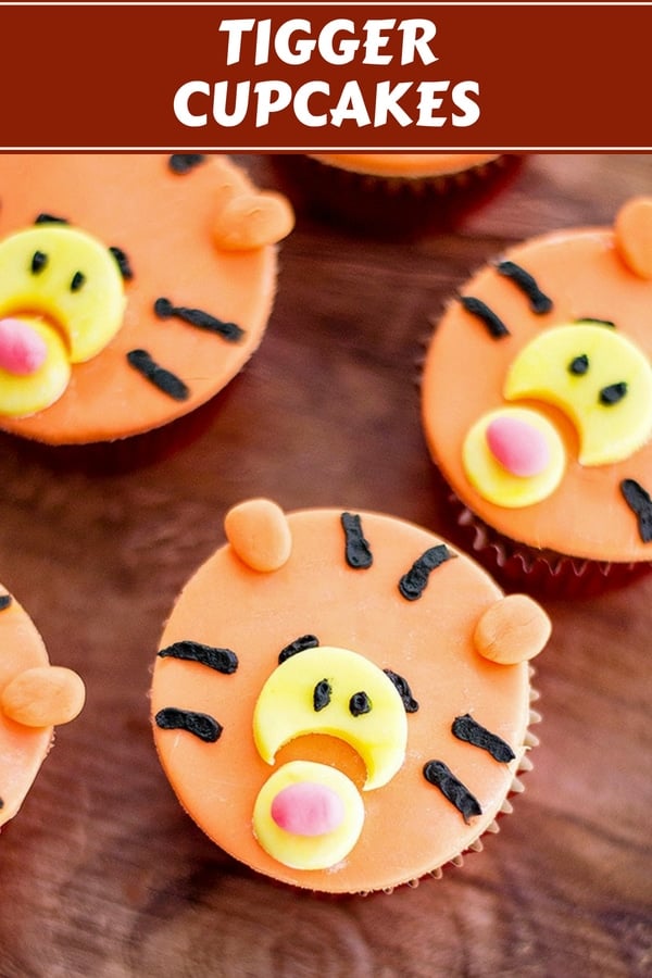 Tigger Cupcakes made with vanilla cupcakes and fondant