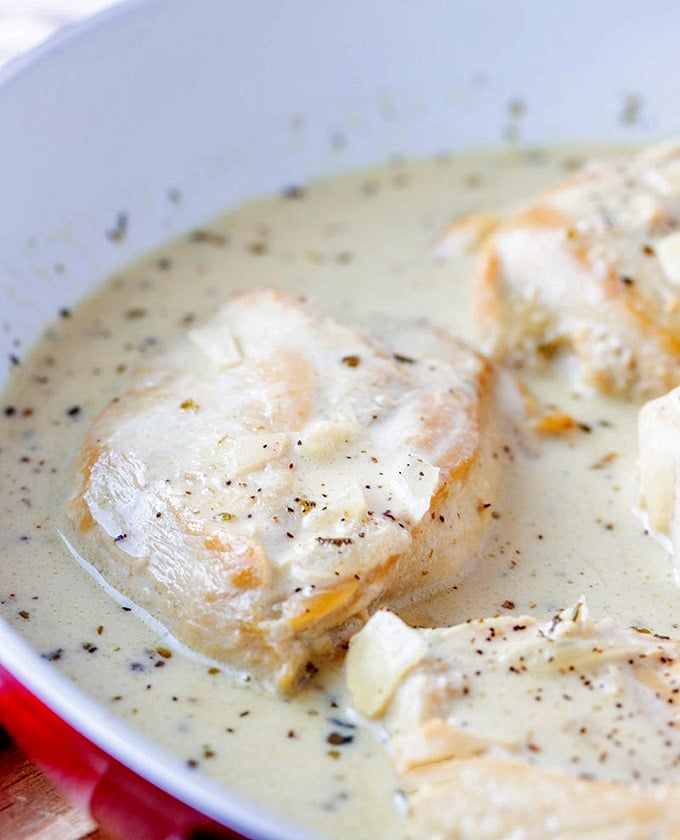 Creamy Dijon Mustard Chicken in a skillet