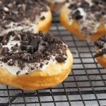 yeast donuts with vanilla glaze and crushed Oreo topping