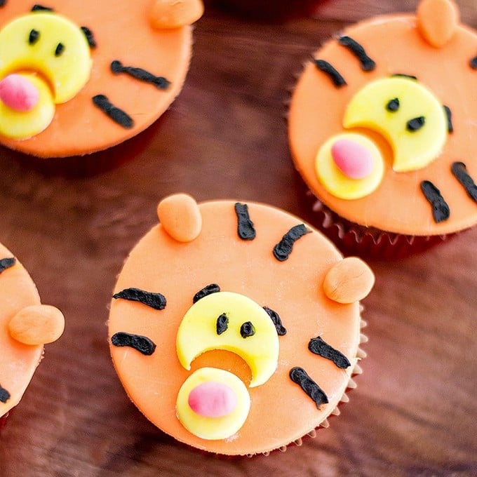 Tigger Cupcakes made with vanilla cupcakes and fondant