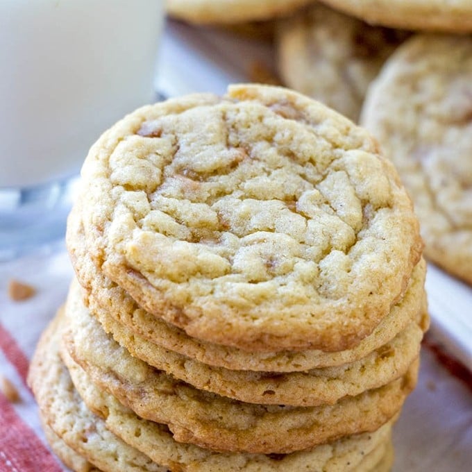 stacked Toffee Drop Cookies