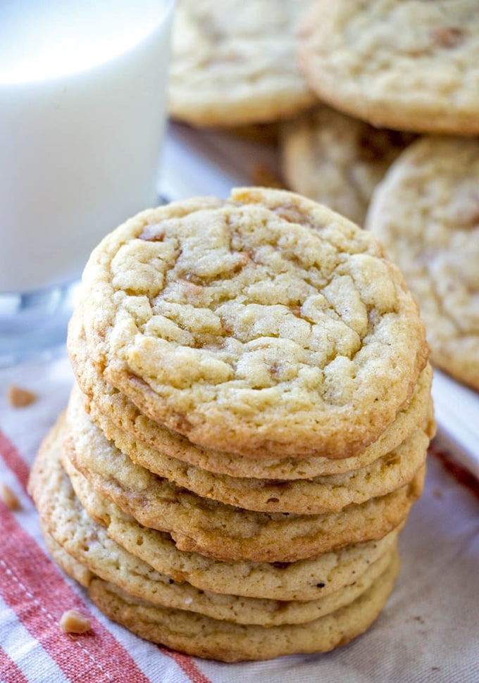 Who could resist this stack of buttery, chewy toffee drop cookies?