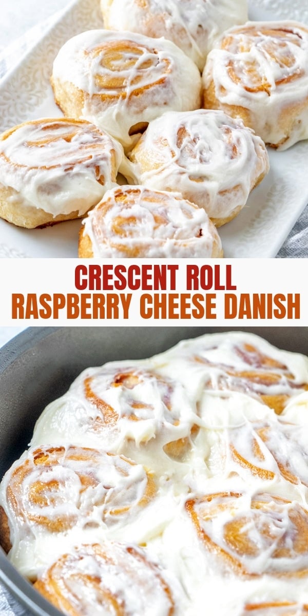 Crescent Roll Danishes with raspberry cheese filling and cream cheese frosting