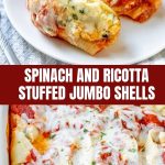 Spinach and Ricotta Stuffed Jumbo Shells on a white plate