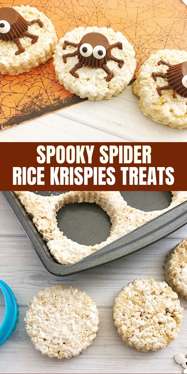Spooky Spider Rice Krispies Treats on a white boardSpooky Spider Rice Krispies Treats on a white board