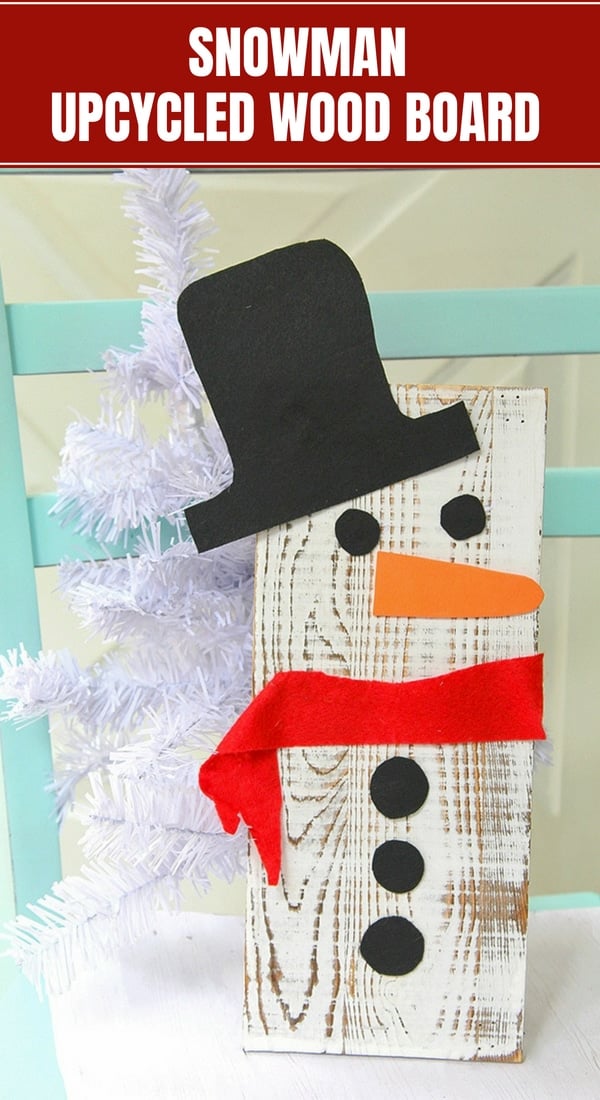 DIY Snowman Wood Board Decor on display