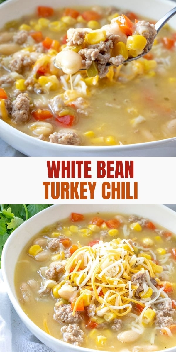 bowl of white bean turkey chili
