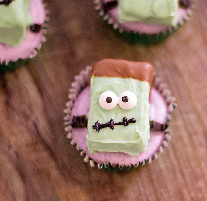 Frankenstein Rice Krispies Cupcakes will be the hit of your spooky Halloween party!