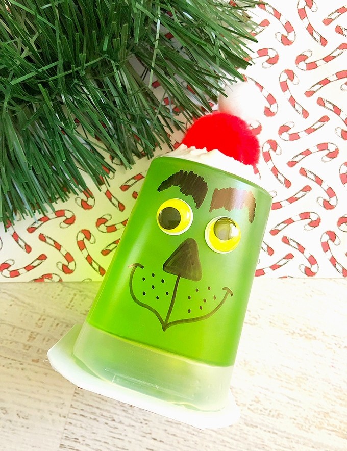 green jello cups decorated as Grinch