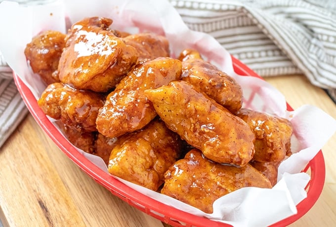 Tangy, saucy honey chipotle boneless wings are the perfect party food.