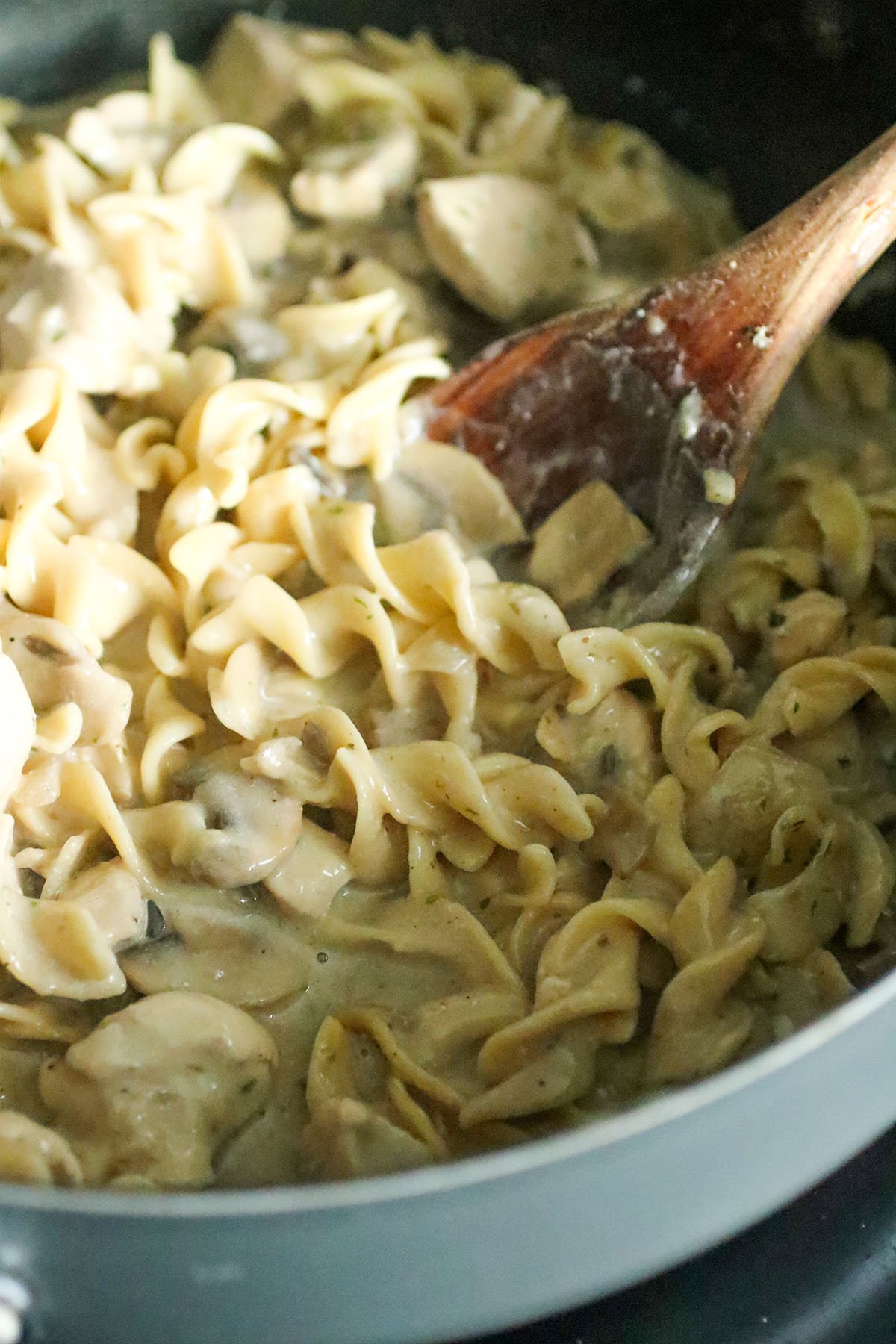 Chicken Stroganoff in a pan