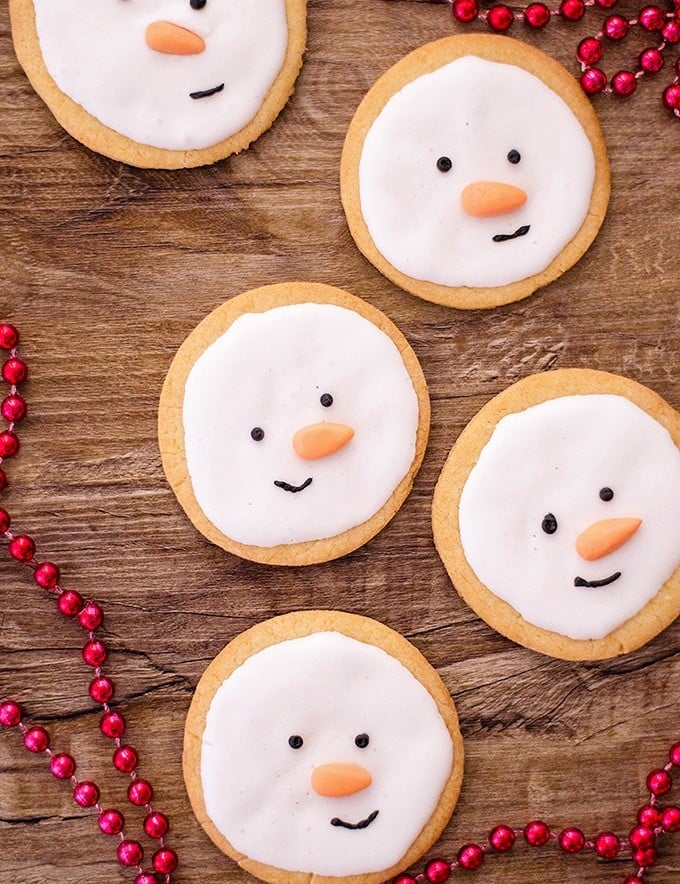 snowman-decorated sugar cookies