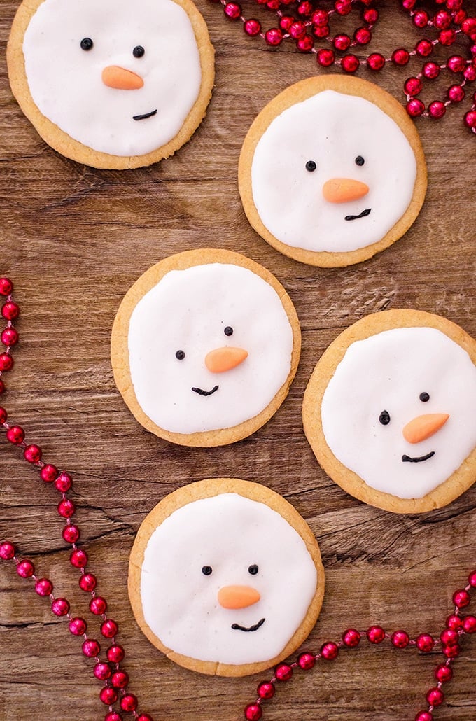 snowman-decorated sugar cookies