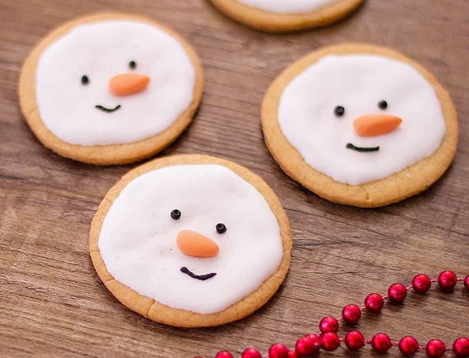 snowman-decorated sugar cookies