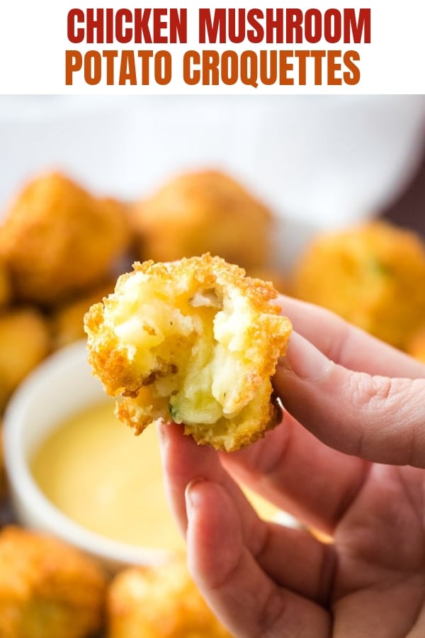 Chicken Potato Croquettes with shredded chicken, mushrooms