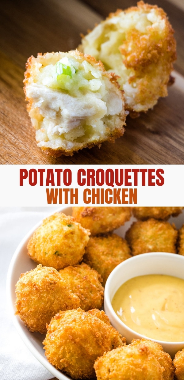 Mashed Potato Croquettes with chicken and mushrooms