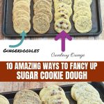 4 types of cookies made with refrigerated sugar cookie dough on a baking sheet