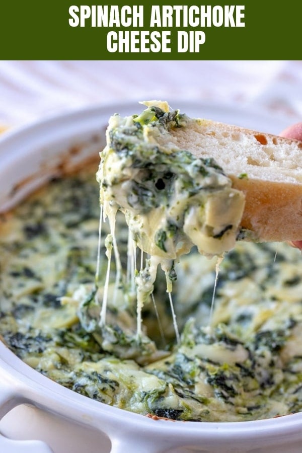 scavare formaggio spinaci carciofi tuffo con la baguette a fettine