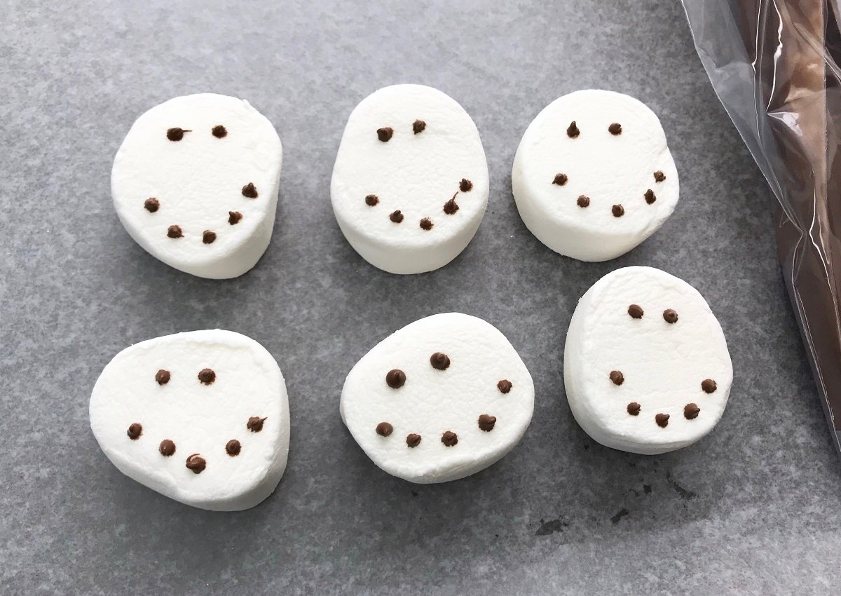 marshmallows with dot faces