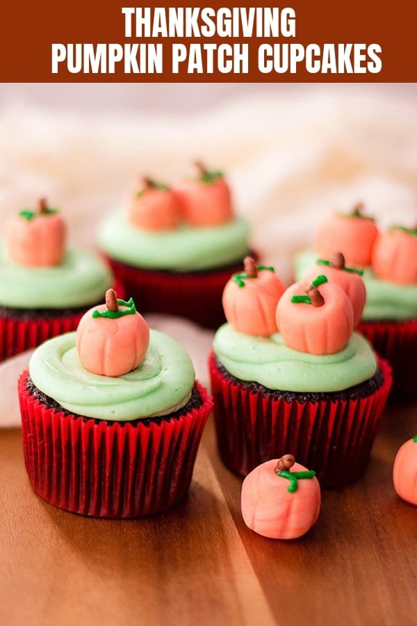 Pumpkin Patch Cupcakes on wood board